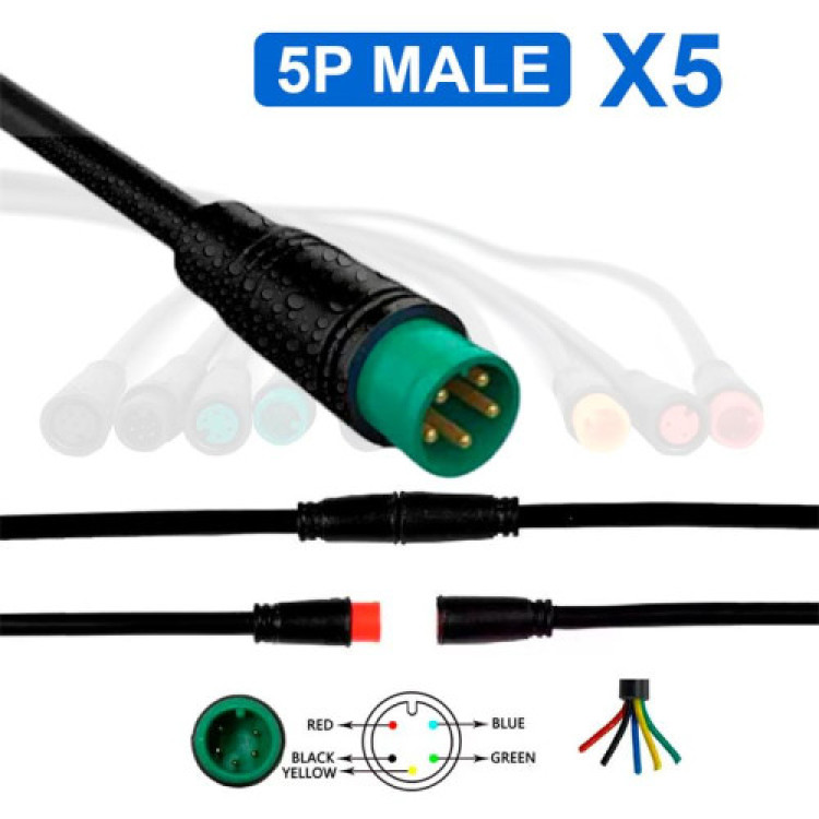 Conector waterproof 8mm 5 pin - 5M