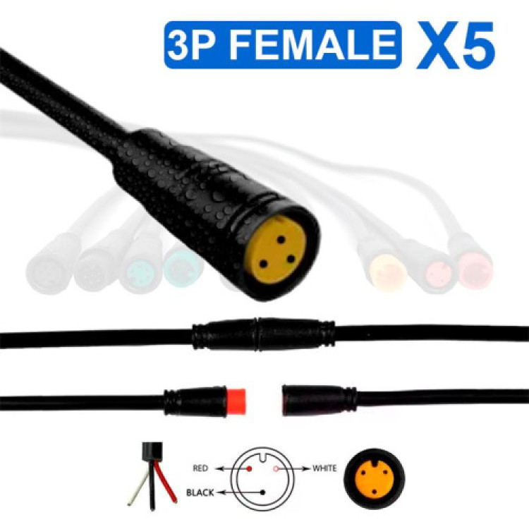 Conector waterproof 8mm 3 pin - 5F