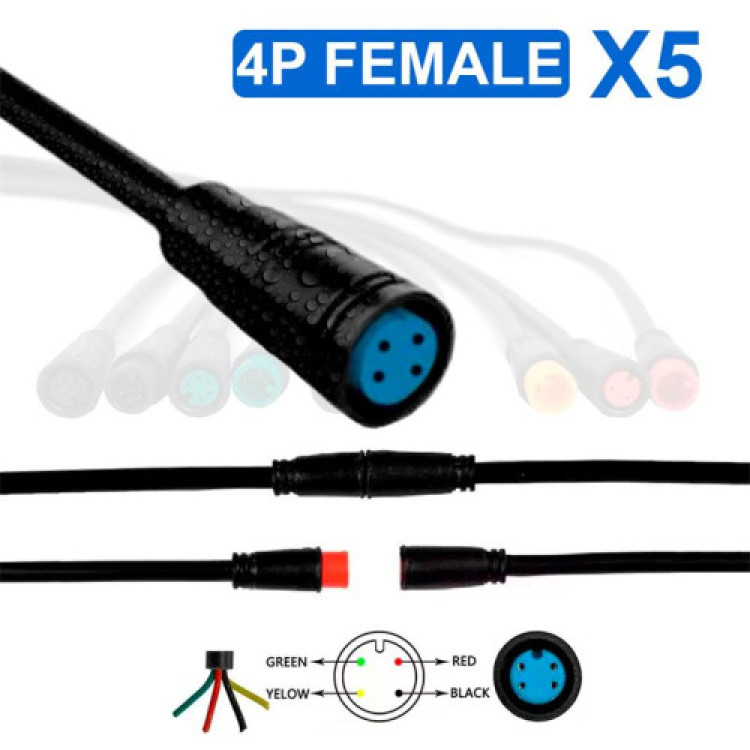 Conector waterproof 8mm 4 pin - 5F